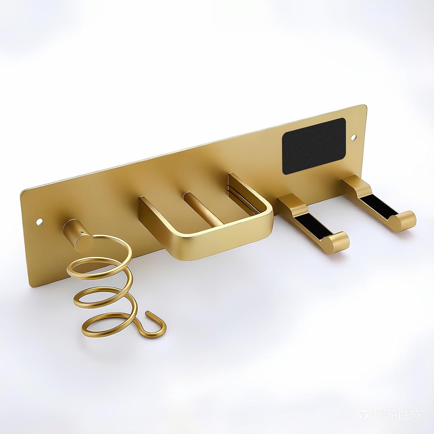 Hair Dryer Holder Hair Tool Organizer Metal Wall Mount (Gold) | Heat Resistant Hair Tool Organizer, Metal Wall Mount Storage, Bathroom Counter Space Saver, Blow Dryer Holder