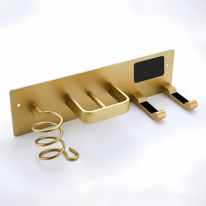 Hair Dryer Holder Hair Tool Organizer Metal Wall Mount (Gold) | Heat Resistant Hair Tool Organizer, Metal Wall Mount Storage, Bathroom Counter Space Saver, Blow Dryer Holder