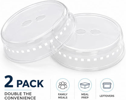 LEAL 2PK Microwave Splatter Cover 10.5” Clear Microwave Food Cover, BPA-Free Dishwasher Safe Microwave Plate Cover with Steam Vents, Reusable Splatter Guard for Kitchen Heating