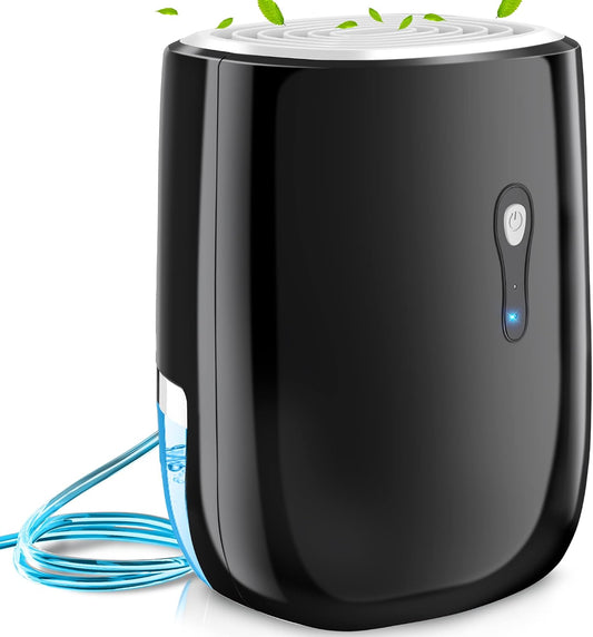 Dehumidifiers for Home 27oz(800ml), Small Auto Shut off with Drain Hose | Portable Ultra Quiet Mini Dehumidifier for Bathroom, Basement, Garage, RV, Gun Safe, Closet, Quiet Moisture Absorber