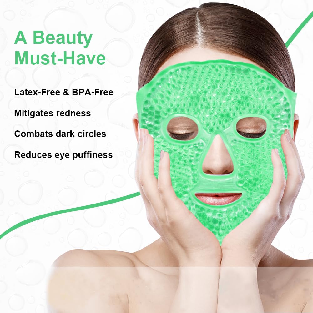 Cold Face Eye Masks Ice Face Mask Hot Cold Compress for Dark Circles, Puffiness, Migraines, Headache, Stress, Redness, Cooling Face Masks for Women Man, Skin Care