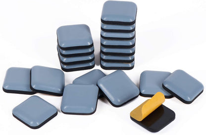 Teflon Furniture Sliders, 20pcs 1inch Square Stick Furniture Glides for Carpet Tile Hardwood (Grayish Blue)