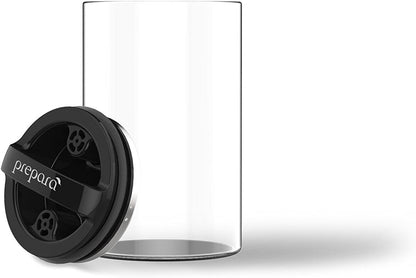 Prepara Evak Compact Glass Food Storage, Small, Black | Borosilicate Glass Container Vacuum Seal Lid & Black Handle, Odor & BPA-Free, Ideal for Coffee, Tea, Pantry Dry Goods