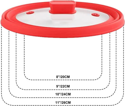 Vented Glass Microwave Plate Cover for Food, Collapsible Microwave Splatter Guard, Silicone Splatter Cover, Foldable Microwave Lid