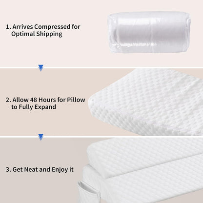 EUHAMS Queen Size Bed Wedge Pillow - Bed Gap Filler Mattress Wedge Headboard Pillow Close The Gap 0-7" Between Your Headboard and Mattress or Wall for Sleeping Backrest Pillow (60"x10"x6" Gray)