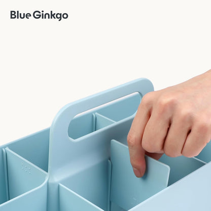 BLUE GINKGO Stackable Organizer Caddy, Rectangle, White, Made in Korea | Portable. Adjustable. Home, Office & School Storage.