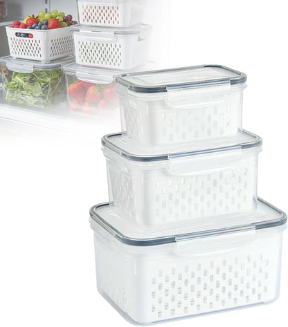 Food Storage Containers for Fridge with Removable Colander,Leakproof Food Storage Containers,Dishwasher Safe Produce Saver, Keep Berry Fruit Fresh Longer (850ml*1)