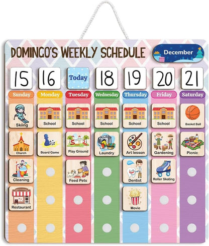 TinyKidz Wooden Daily Routine Chart 11x15, Schedule Board for Kids, Wooden Chore Chart for Kids, Responsibilities Chart for Toddlers, Morning Bedtime Routine for Toddlers