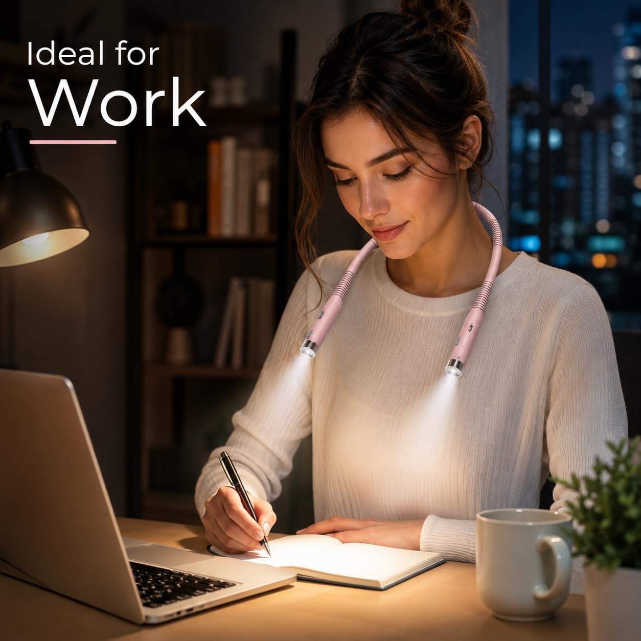 Neck Book Light, Black | Reading Lights for Books in Bed, 3-Level Brightness LED, Hands-Free, USB Rechargeable, Long-Lasting, For Reading
