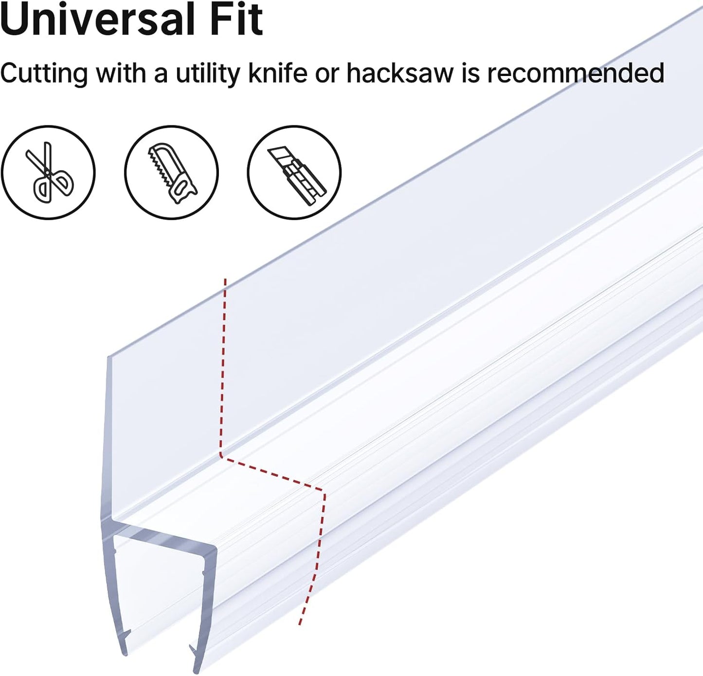 AmazerBath Frameless Shower Door Bottom Seal 39 inch (Set of 2) - Clear, Suitable for 3/8 Inch Glass, Modern Style