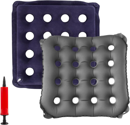 2-Pack Inflatable Waffle Cushion for Pressure Relief, Wheelchair Cushion for Pressure Redistribution, Portable Air Seat Cushions for Office Chair Car Seat, Breathable Seat Pad, Includes 1 Air Pumps