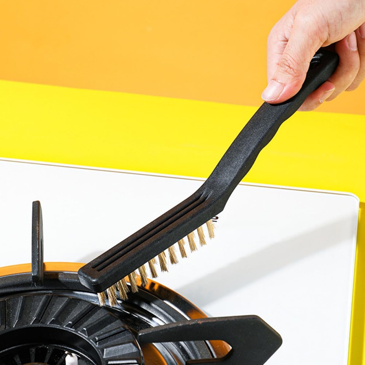 GALPADA Cooktop Cleaning Brush Set 3pcs Wire Brushes for Kitchen Range Hood and Stove Gap for Household Grease Removal and Tight Space Cleaning