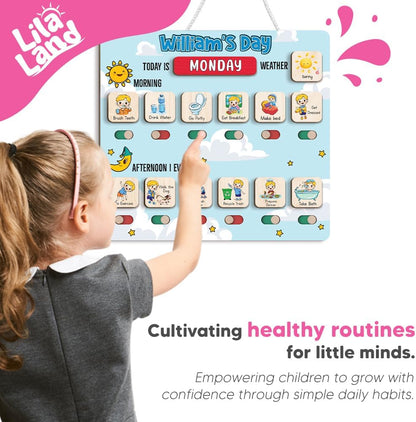 Wooden Chore Chart for Kids, Wooden Daily Routine Chart for Kids, Visual Schedule for Kids, Chore Reward Chart, Bedtime Morning Routine Chart for Toddlers
