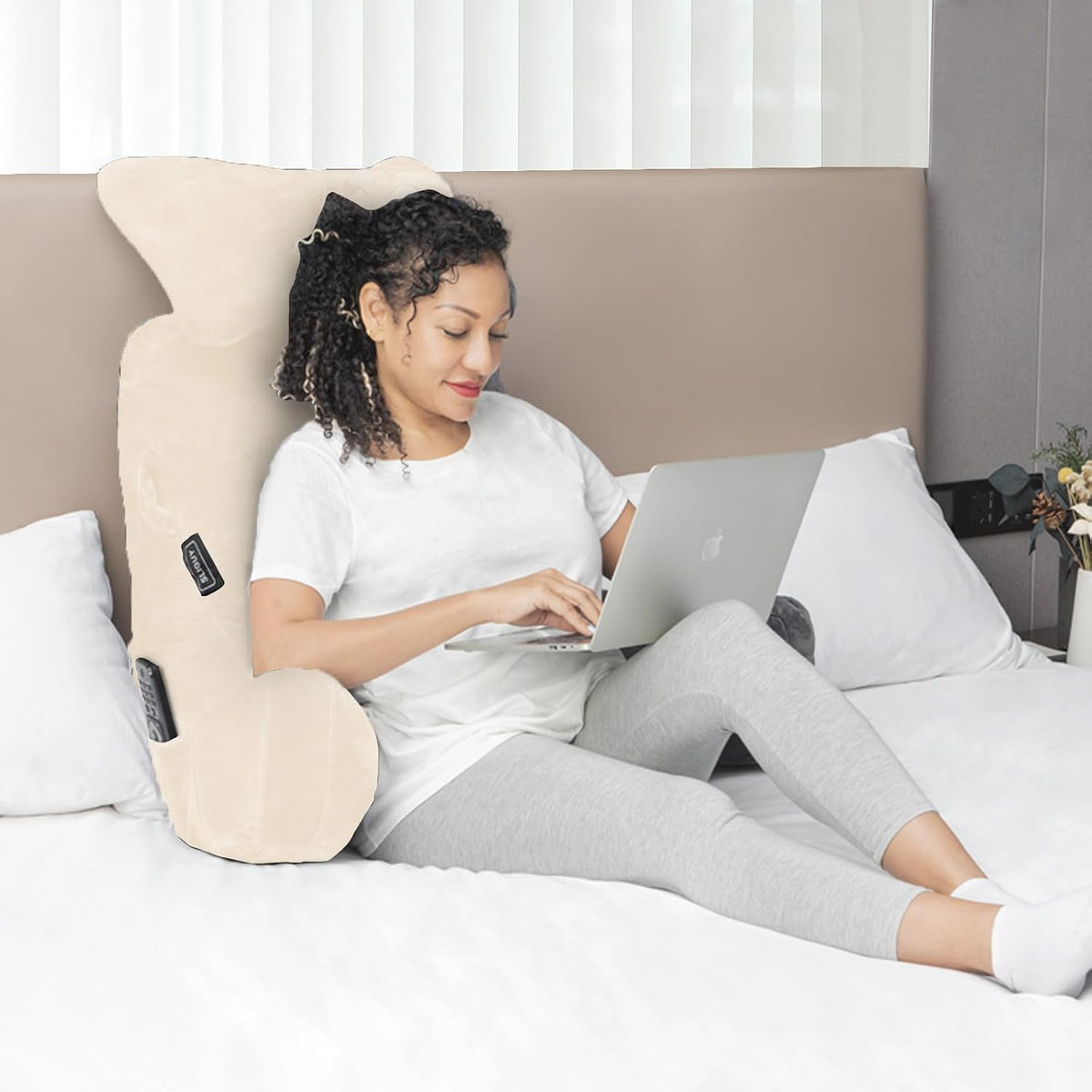 SLIGUY Reading Pillow-Bed Rest Pillow with Detachable Neck Roll & Support Arm for Sitting in Bed Couch or Floor-Backrest Reading Pillow Adult Back Pillow for Reading/Watching TV/Gaming,Dark Grey