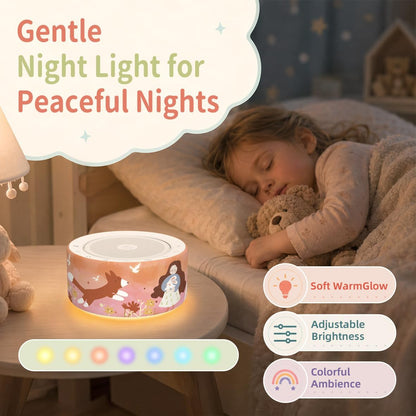 Kipcush White Noise Machine for Baby & Adults, 30 Soothing Sounds, Sleep Sound Machine with 8 Color Night Light, Memory Function, White Noise for Sleeping, Nursery, Office, Travel & Relaxation
