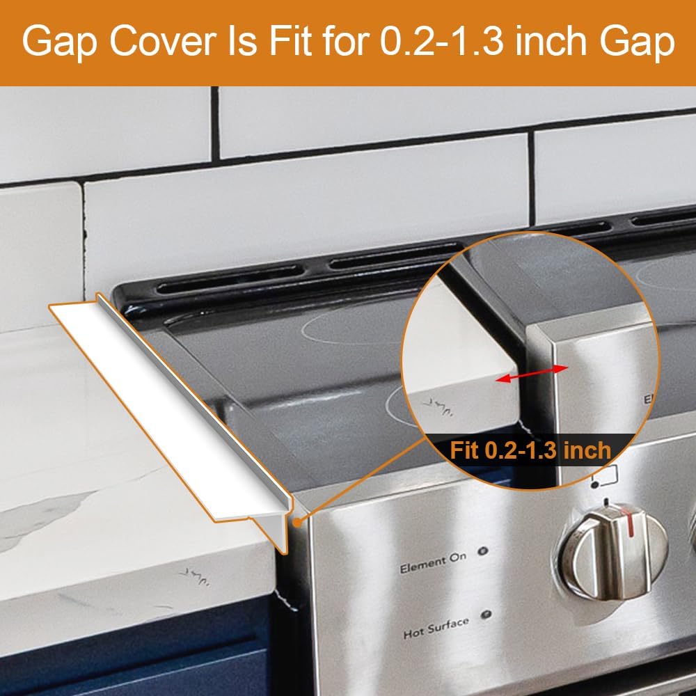 Silicone Stove Counter Gap Cover - 25 Inch Gap Filler 2 Pack Black | Long gap filler seals spills between kitchen appliances Stovetop oven countertop; stove gap cover, gas stove side gap covers