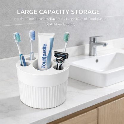 Toothbrush Holder for Bathroom Countertop, Multi-Slot Toothbrush Caddy with Drainage, Detachable Design, Non-Slip Base, Toothpaste Organizer (1, Blue)