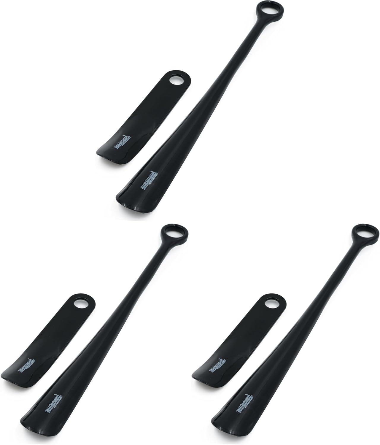 Panoware Set of 2, Extra Long Handle Shoe Horn and Travel Shoe Horn, Black