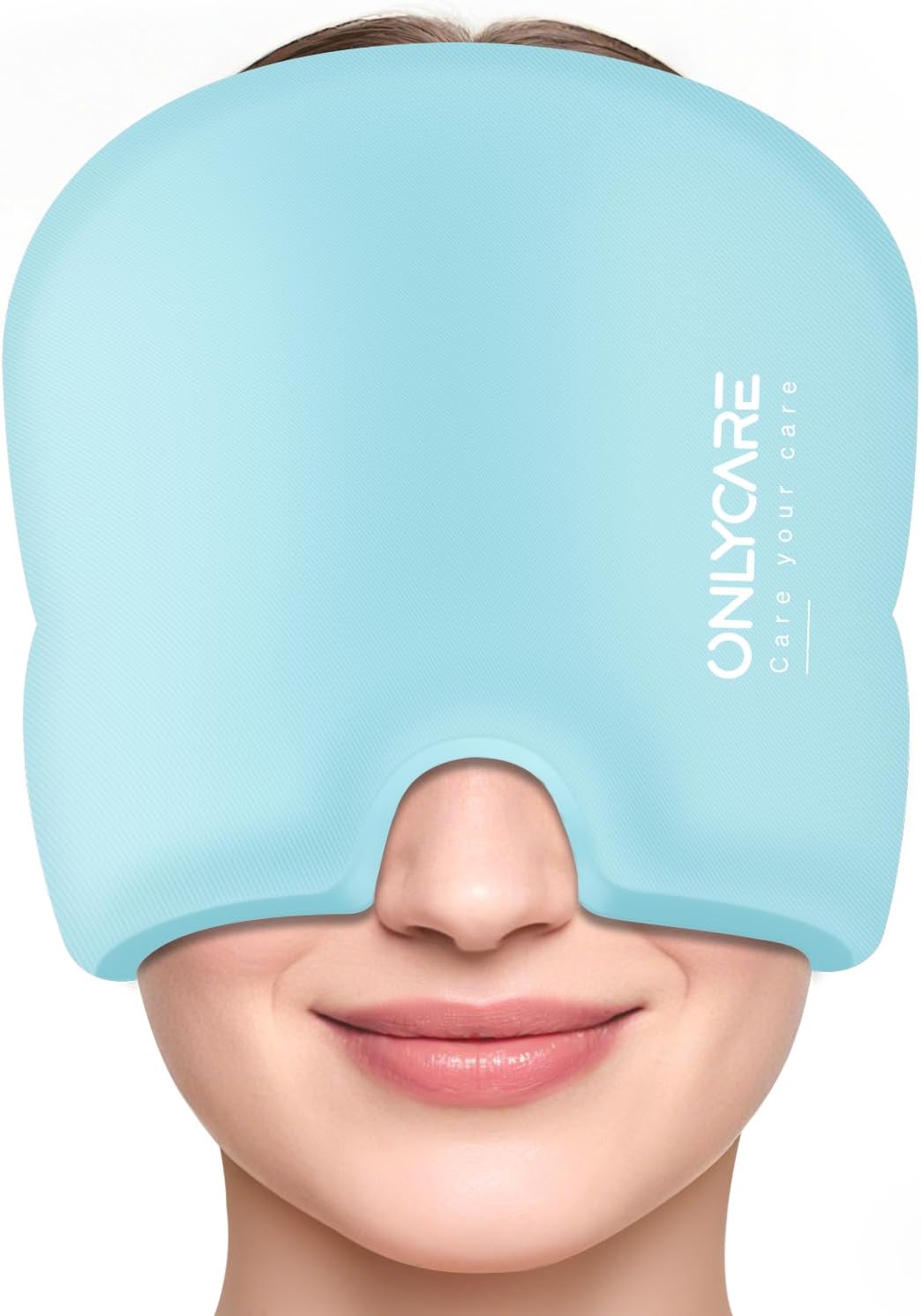 ONLYCARE Migraine Relief Cap, Headache Relief Cold Cap with Odorless Gel | Cooling Hat Head Wrap Soothing Face Ice Pack Mask Products for Tension Stress Hangover & Puffy Eyes, Relaxing Gifts for Women