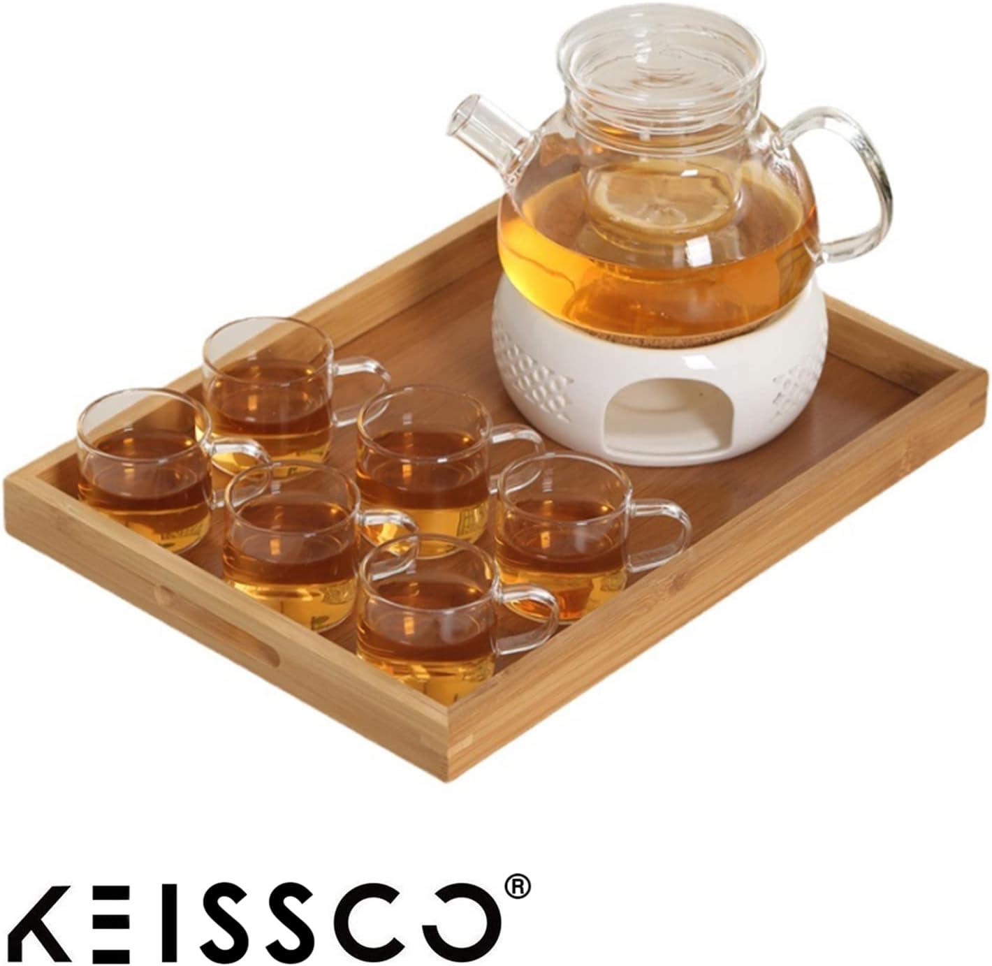 KEISSCO Teapot Warmer, Ceramic Teapot Heater with Cork Cushion Coffee Tea Warmer for Glass, Stainless Steel, Ceramic Teapot and Other Heatproof Dish Warming Use