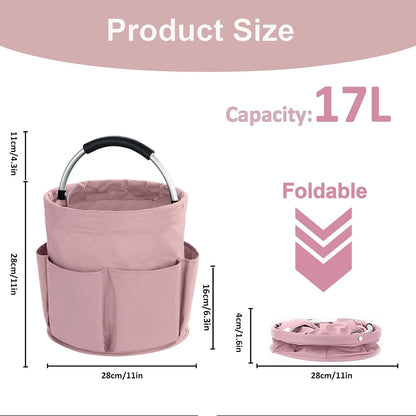 17L Cleaning Caddy with Handle, Cleaning Supplies Organizer, Foldable Storage Basket, Cleaning Supply Caddy, Portable Multi Cleaning Bucket Bag for Home, Garden (Blue)