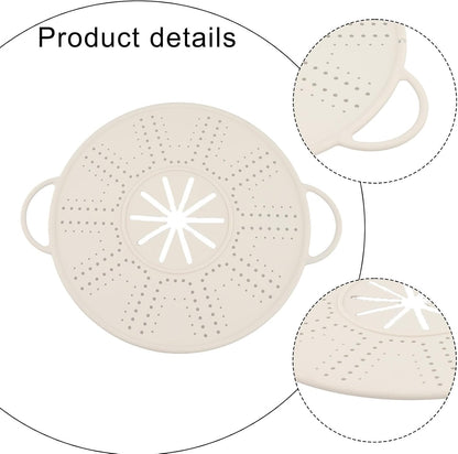 Silicone Spill Stopper Lid, 13.4x10.8 Inch Heat-Resistant Pot Cover with Steam Vent and Handle, Anti-Boil Over Mat for Kitchen Cooking, Black