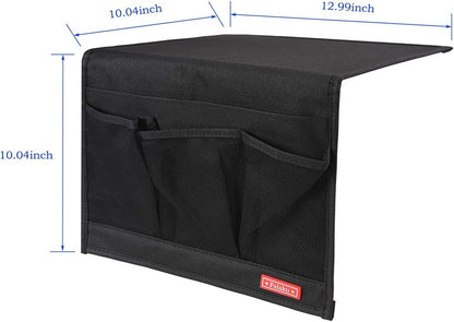 Bedside Caddy,Bedside Organizer Caddy Under Mattress,Holds Magazines,Books (4 Pockets-Grey)