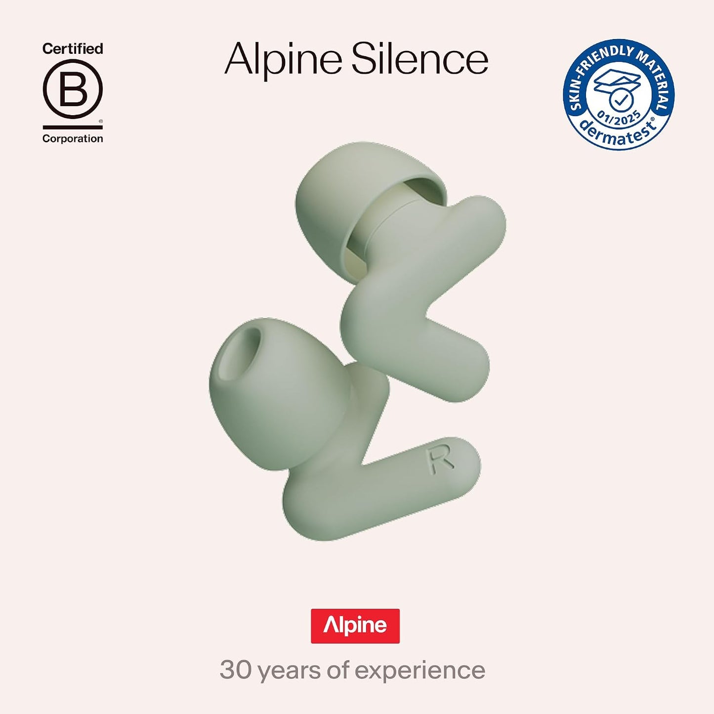 Alpine Silence Earplugs for Sleep, Focus & Travel - V-Shape Snug Fit & Soft Oval Tips – 4 Sizes XS/S/M/L - Comfortable, Reusable Hearing Protection - up to 22dB – Black