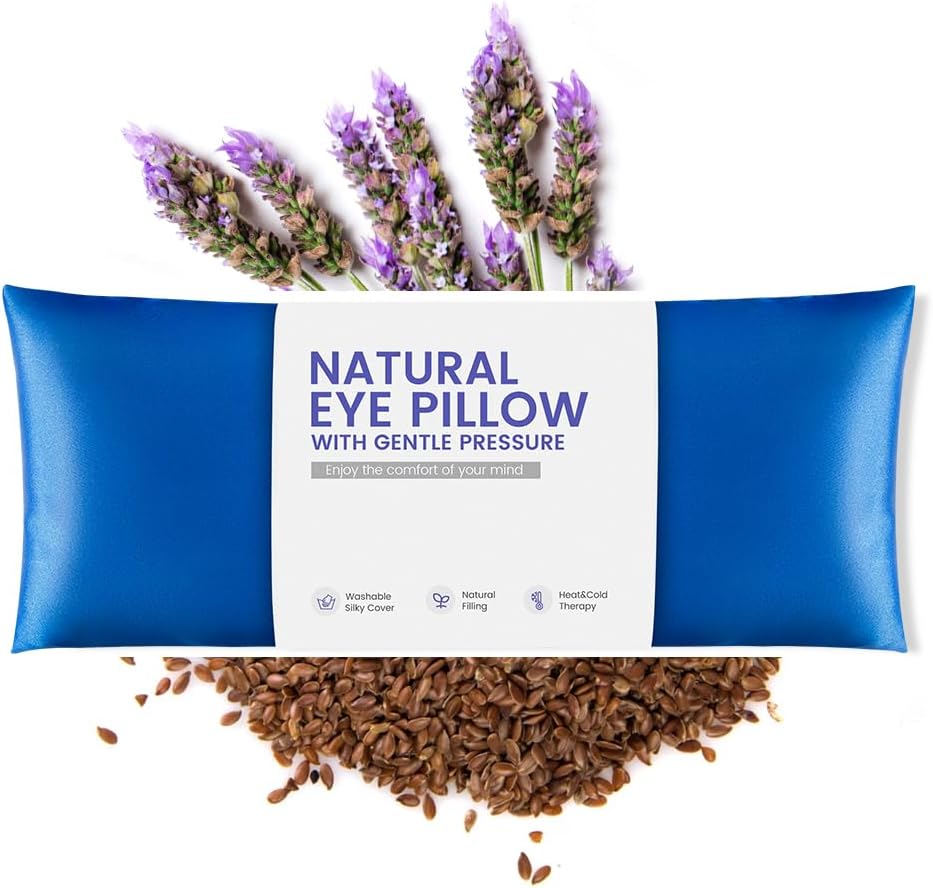 Weighted Eye Pillow for Yoga, Moist Heat Mask for Dry Eyes(Pink) | Silk Sleep Mask, Warm Compress for Sinus, Relaxation Gifts for Women, Washable Cover
