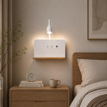 Bedside Wall Sconce with Wireless Charging Station & USB Charging, 3 Adjustable Color Temperatures LED Reading Light, 3000K Warm Ambient lighting Wall Mounted Sconce for Bedroom, Plug-in or Hardwired