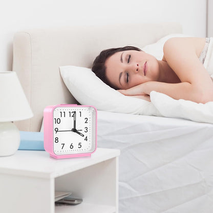 AMIR Analog Alarm Clock, Silent Non Ticking Small Clock, Travel Alarm Clock with Snooze & Light, Ascending Beep Sounds, Battery Operated Loud Alarm Clock for Bedroom, Bedside, Desk (Black)