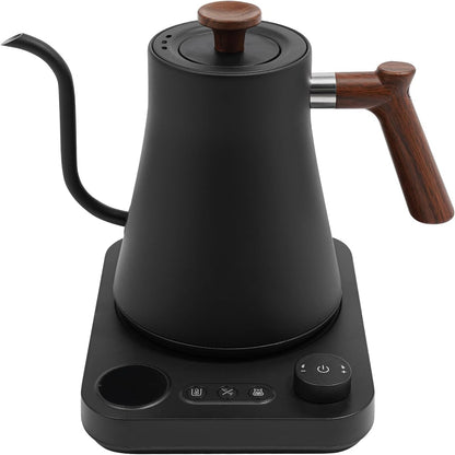 Gooseneck Electric Tea Kettle with Pour Over Pot with LED & Precise 1°F Temp Control,Keep Warm, Hot Water Kettle for Home/Office 304 Stainless Steel (White)