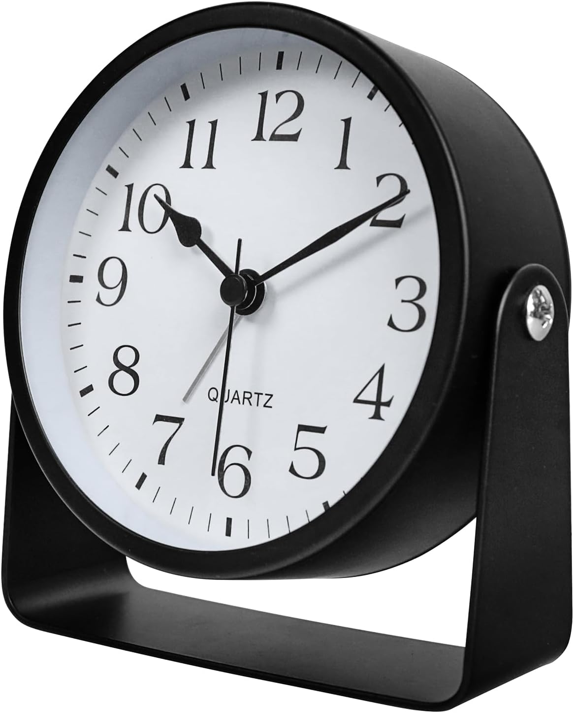 Desk Alarm Clock, Silent Non-Ticking Battery Operated Analog, Black