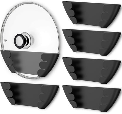 Universal Pot Lid Organizer for Cabinet - Upgraded Patented Niceyos 3 Pack Inside Cabinet Door Wall Mount Pan Top Storage Organizer Rack Holder for Kitchen, Fits 6" to 13" (Black)