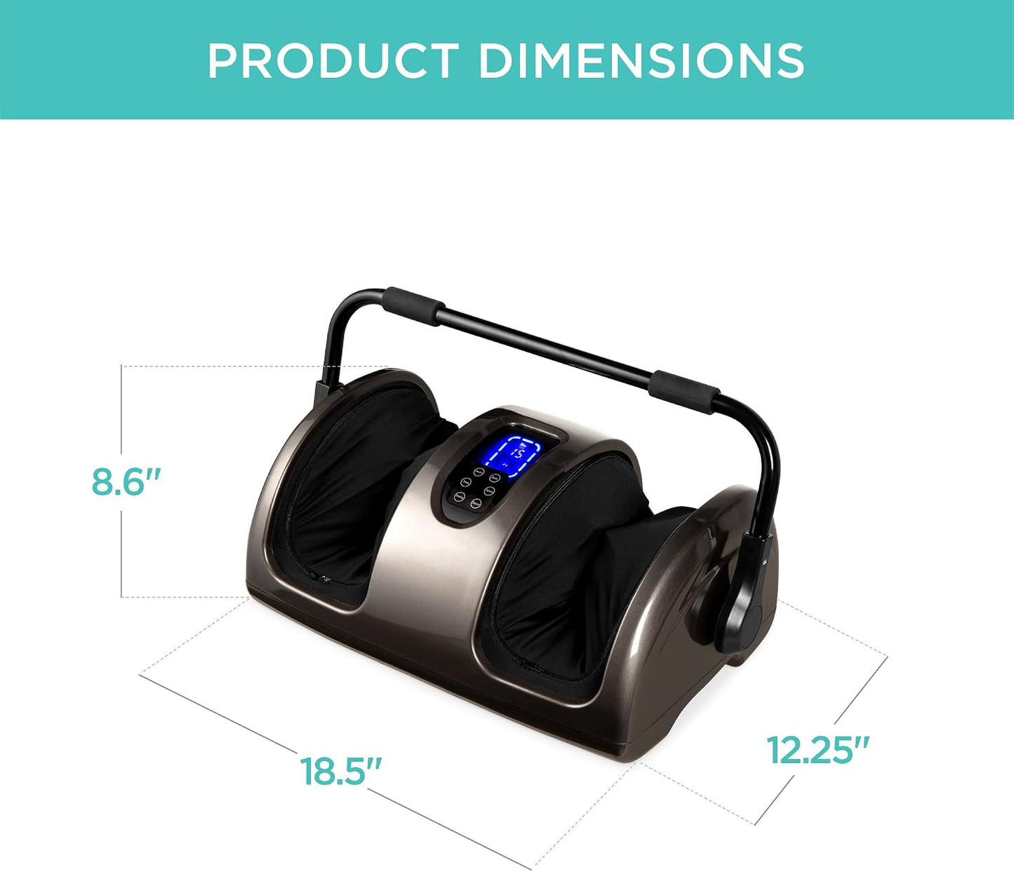Best Choice Products Shiatsu Foot Massager with Heat for Plantar Fasciitis & Neuropathy, Kneading Foot & Calf Massager with Remote, 360° Adjustable Handle, Rolling & Compression Massage - Navy