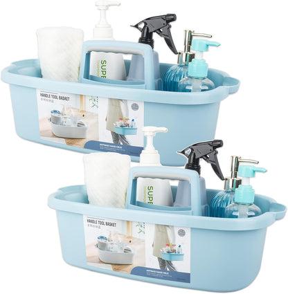 JiatuA Large Cleaning Supplies Caddy Portable Shower Caddy Basket Dark Gray | Sturdy Supply Organizer with Handle Plastic Bucket Tool Storage for Bathroom Bedroom Kitchen Garden College Dorm Essentials