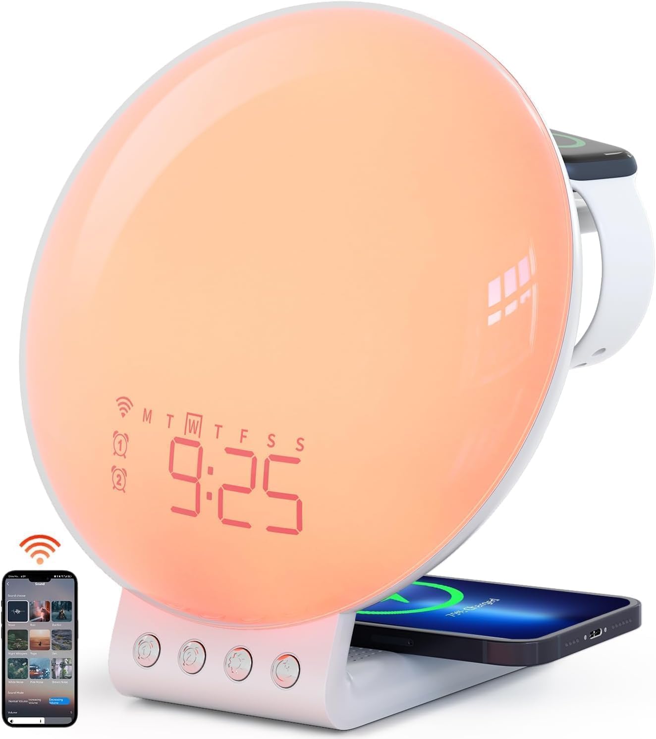 Sunrise Alarm Clock for Heavy Sleepers, Wake Up Light with Sunrise/Sunset Simulation, Dual Alarms & Natural Sounds, Snooze & Sleep Aid, FM Radio, 7 Colors Night Light for Bedroom, Ideal for Gift