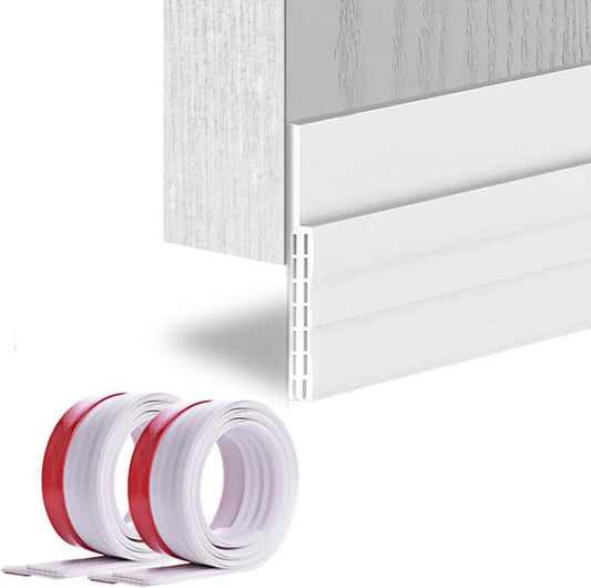 [2Pack Large Door Sweep] Huge Gap Door Draft Stopper, 3-2/5"W x 39" L Door Bottom Seal with Wider Strong Adhesive for Interior/Exterior Doors - Guard Against Drafts, Dust, Noise and Animals-White