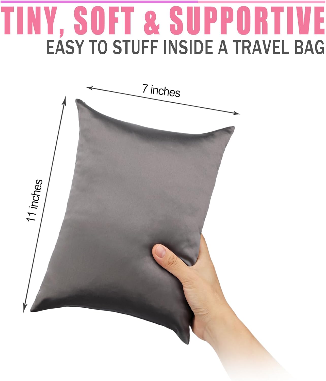 Small Neck Pillow for Recliner Chair Neck Support Pillows Pain Relief Plump Adjustable Filling Nap Airplane Sleeping Little Cushion Minky Dot Dark Gray