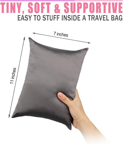 Small Neck Pillow for Recliner Chair Neck Support Pillows Pain Relief Plump Adjustable Filling Nap Airplane Sleeping Little Cushion Minky Dot Dark Gray