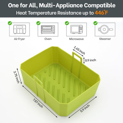 Air Fryer Silicone Liners 4QT For Ninja AF101, 2 Pack BPA Free Platinum Air Fryer Basket Liners with Handle, Round Reusable Liner Ninja Fryer Accessories, Upgrade