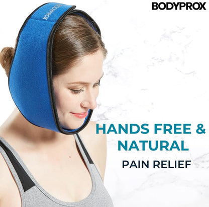 Bodyprox Face ice Pack for Jaw, Head and Chin, Adjustable Hot and Cold Wrap for Wisdom Teeth and TMJ Pain Relief, Nylon, Blue