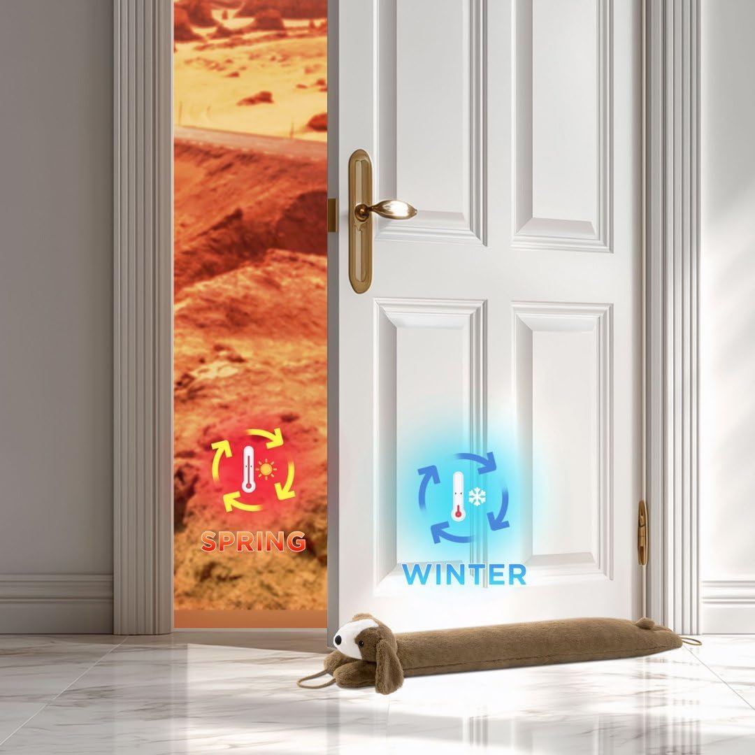 Door Draft Stopper Blocks Hot and Cold Air, 38", Yellow Dog | Blocks Wind and Noise, Weighted Sand and Cotton Filling, Convenient Hanging Loop for Storage, Adorable Animal Design