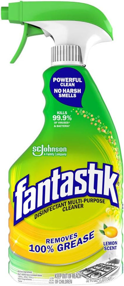 Fantastik All Purpose Cleaner, Multipurpose Surface Cleaner & Kitchen Grease Removal, Packaging Designed to Prevent Leakage and Breakage, Fresh Scent, 32 Fl Oz