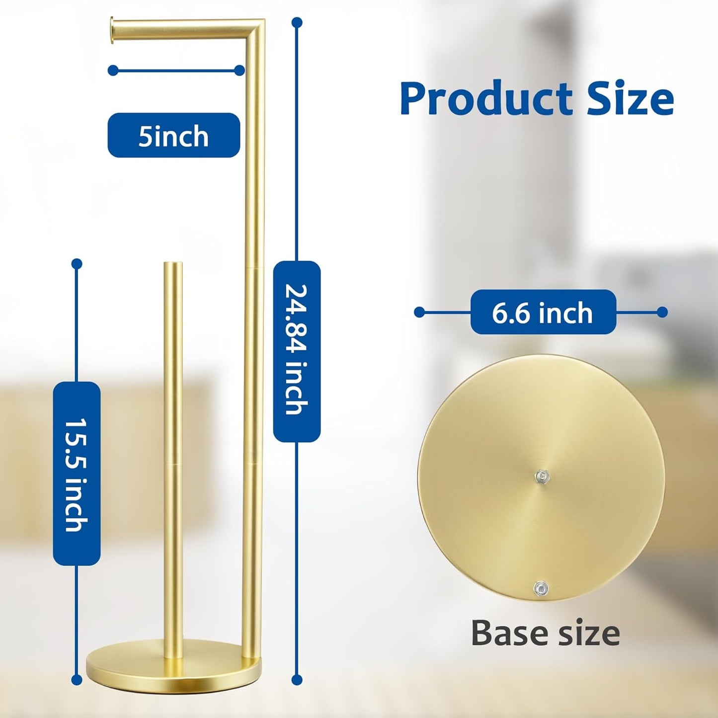 Toilet Paper Holder Stand, Bathroom Free Standing with Storage, Black | Rustproof Toilet Paper Roll Holder for 4 Rolls,with Non-Slip Stable Base,Bathroom Organizers and Storage