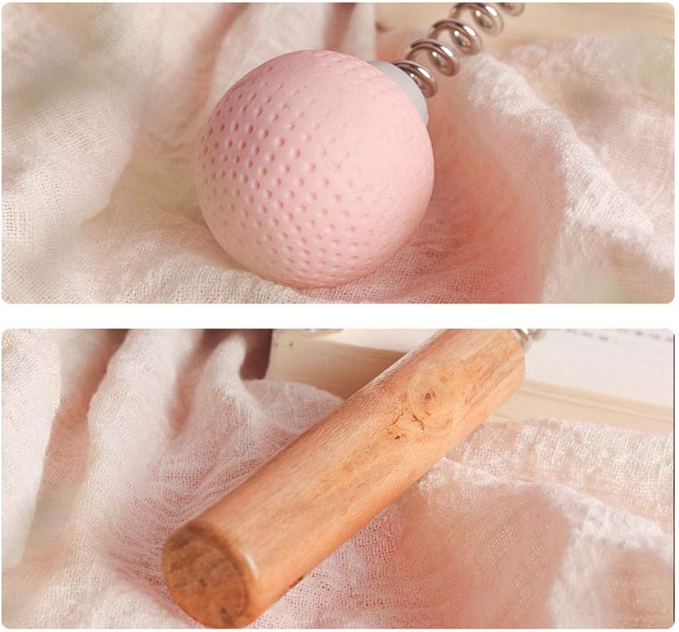 1 Pack Golf Ball Massager Hammer with Spring Wooden Handle Handheld Massage for Pain Relief Neck Back Massager Ball Manual Massage (Gray)