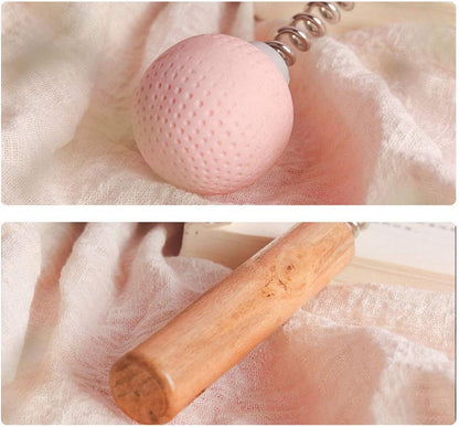 1 Pack Golf Ball Massager Hammer with Spring Wooden Handle Handheld Massage for Pain Relief Neck Back Massager Ball Manual Massage (Gray)