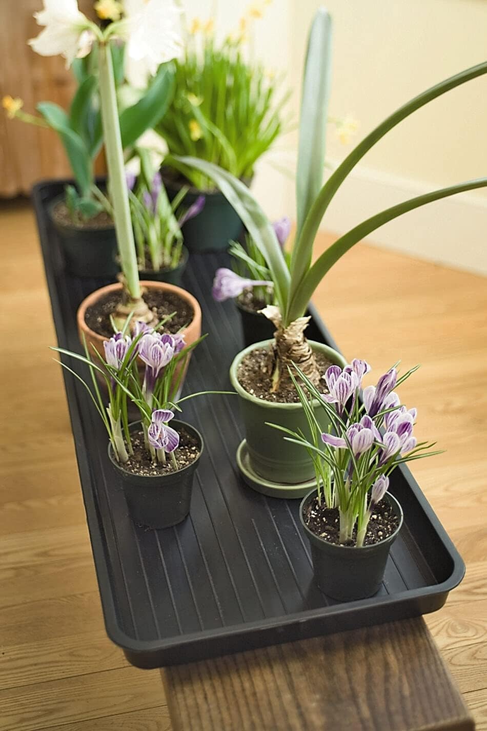 Gardeners Supply Company Large Boot Tray 2 Pack | Multi-Purpose All Weather Waterproof Indoor and Outdoor Shoes Mat Made with 100% Recycled Plastic | 46.5" L x 15.5" W and 2" Deep - Black