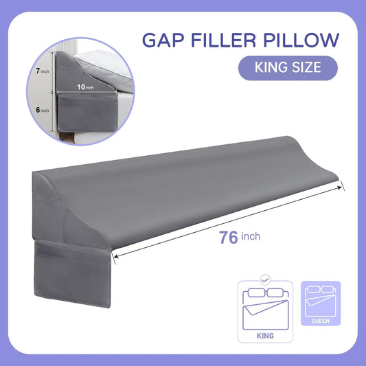 Vekkia King Size Bed Wedge Pillow for Headboard,Bed Wedge Gap Filler(0-6")