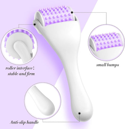 Tondiamo 2 Pcs Muscle Roller Portable Small Silicone Massager Roller Deep Tissue Muscle Massage Stick Cellulite Remover Scar Tissue Massager for Relief Face Neck Arm Back Leg(White,Silicone)